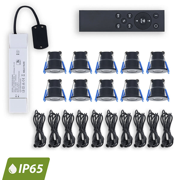 LED Veranda inbouwspot | Ø28mm | 3 W | Dimbaar - Zwart | Bundel 10 Stuks | 2700K - Warm wit - Outledtl.nl